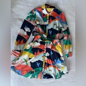 Boden kitty shirt dress in French navy, scenic meadow, us4